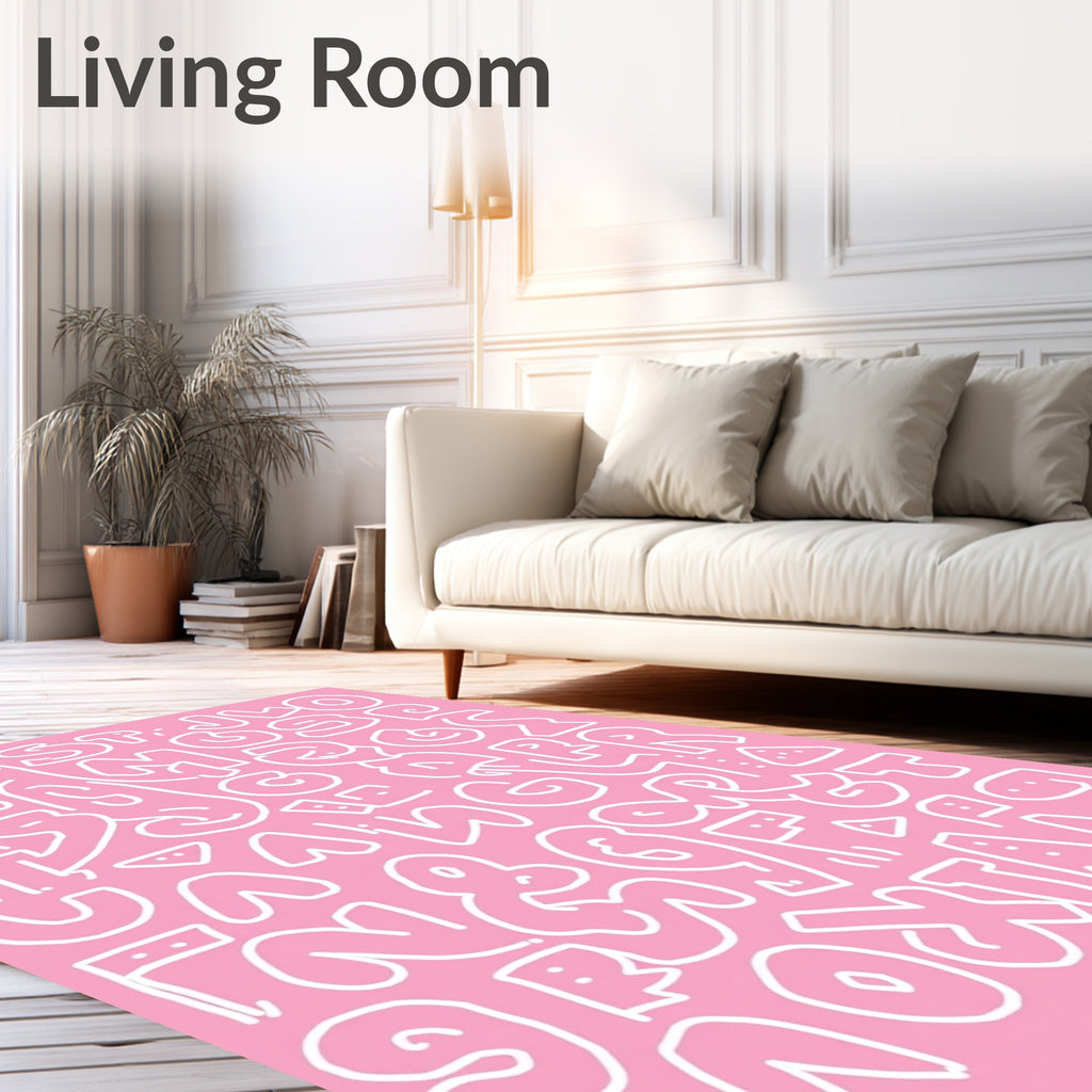 Pink White Alphabet Celebration Rug