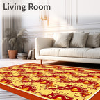 Bold Red Abstract Floral Arrangement Rug