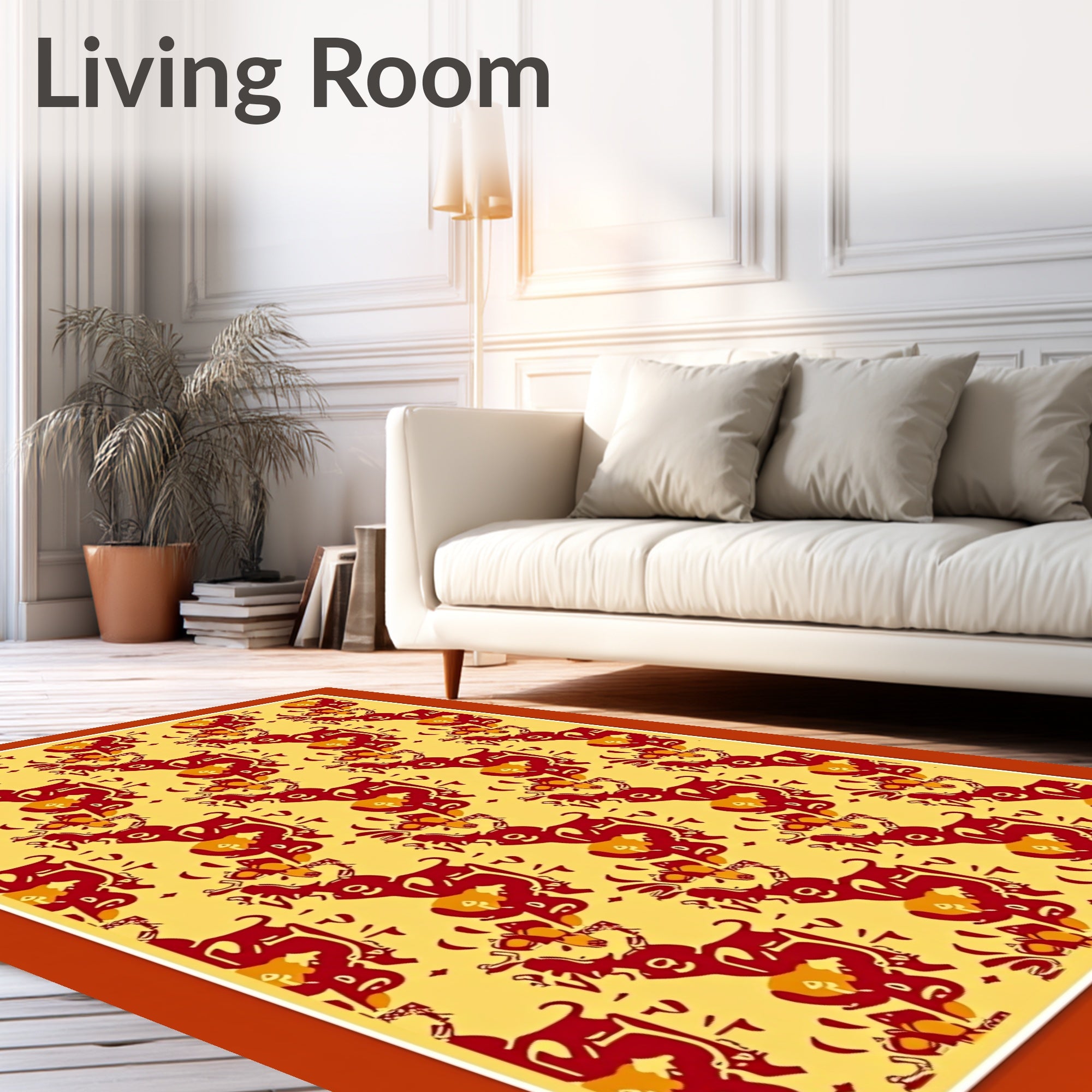 Bold Red Abstract Floral Arrangement Rug