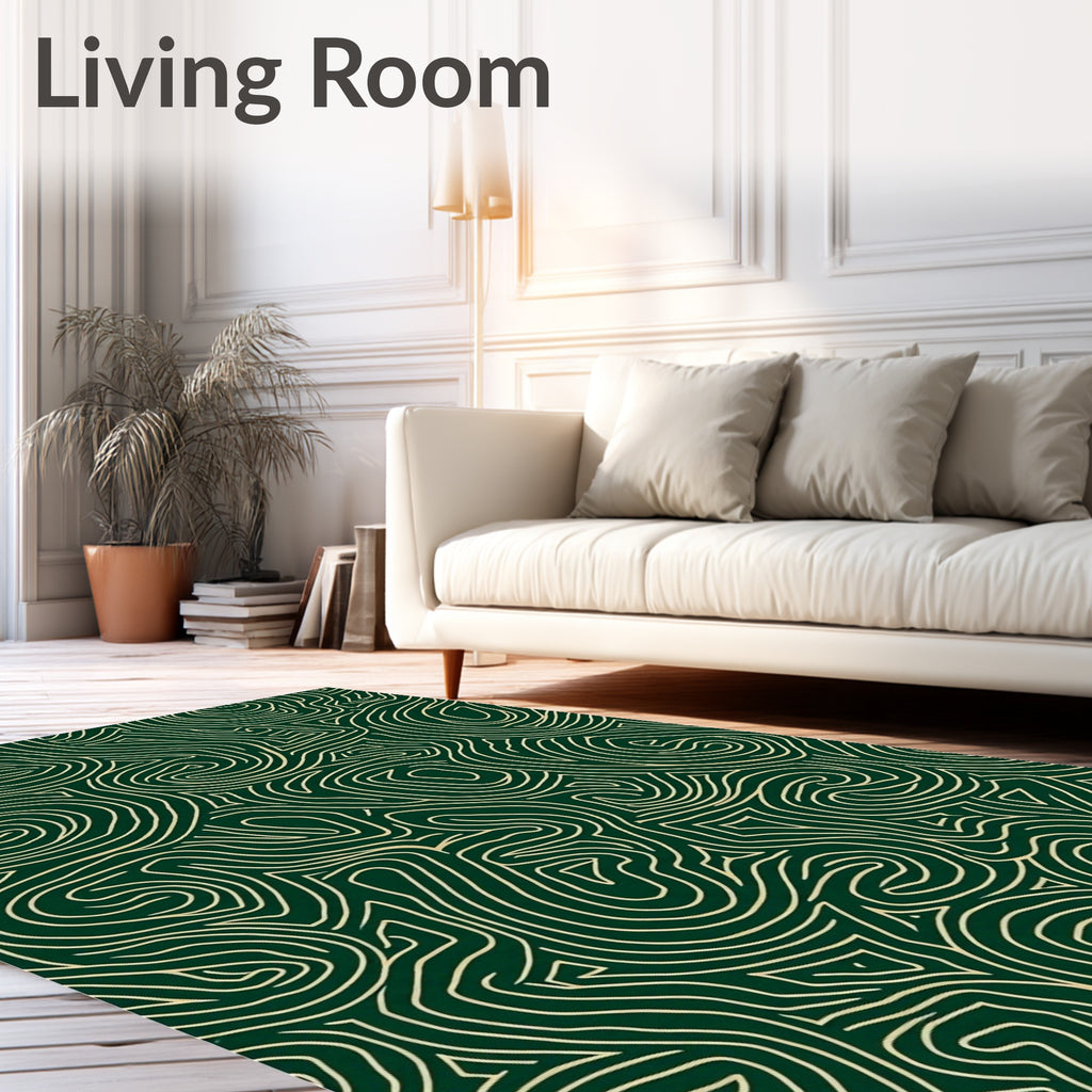 Deep Forest Curving Line Abstract Rug