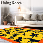 Black Panther Yellow Playful Animals Rug