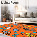 Orange Safari Animals And Letters Rug