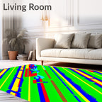 Vibrant Green Diagonal Stripe Abstract Rug