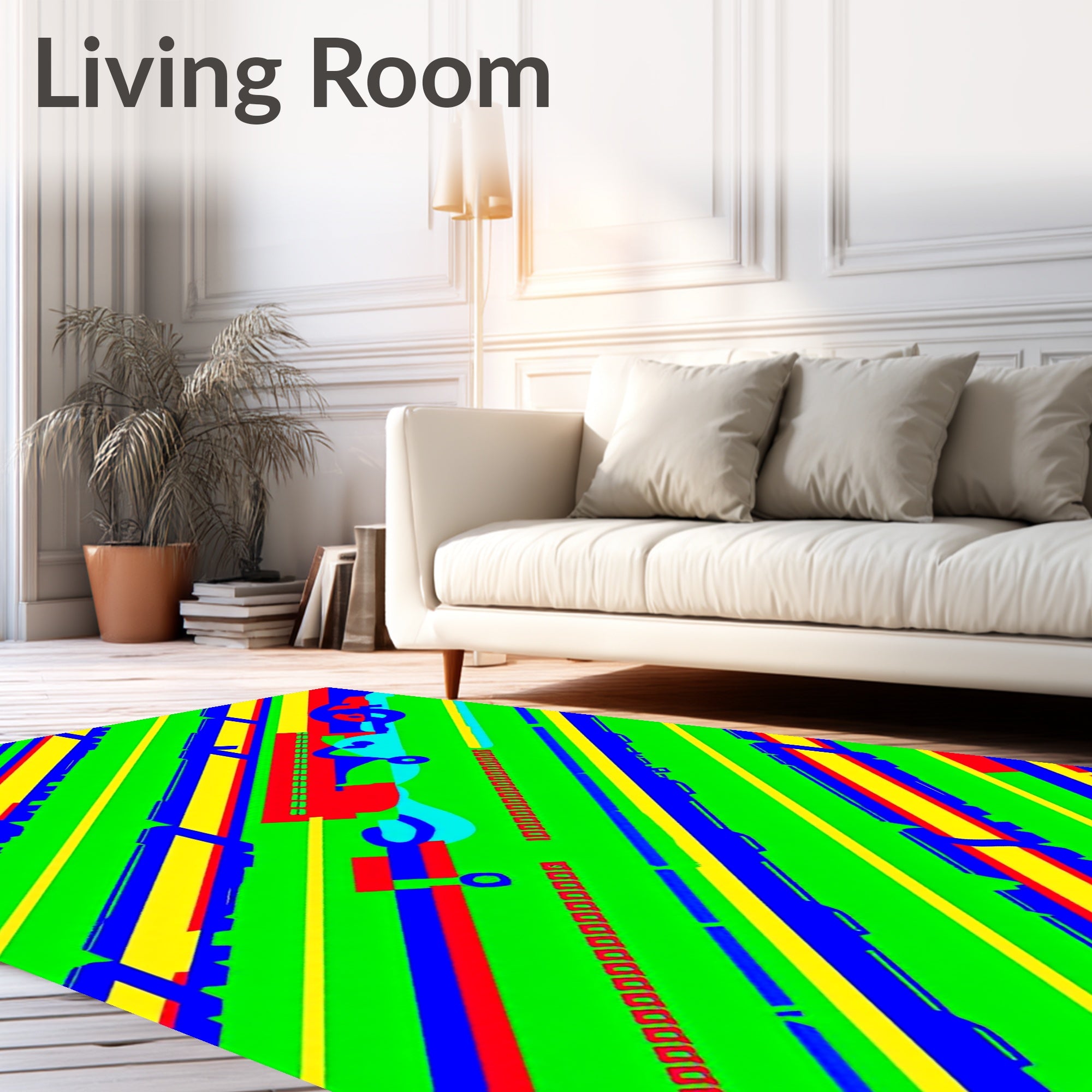 Vibrant Green Diagonal Stripe Abstract Rug