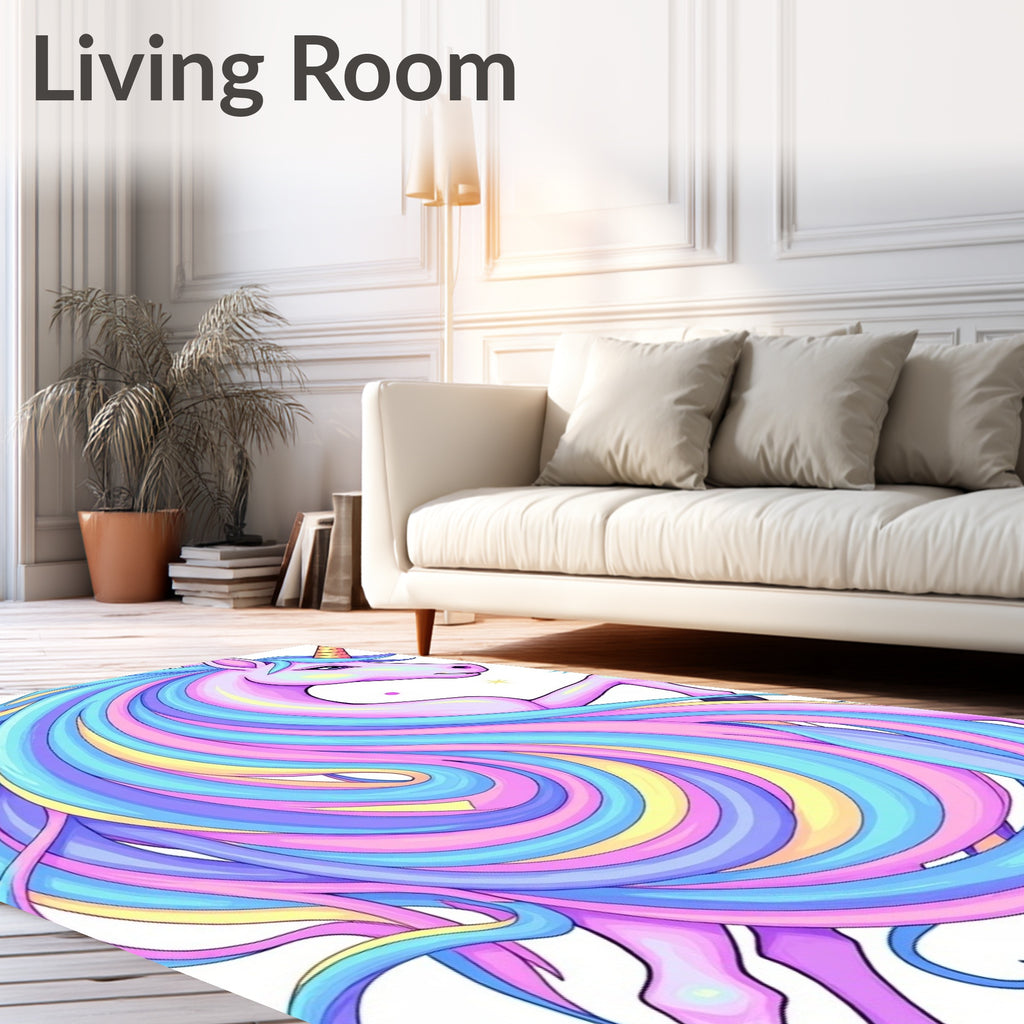 Pastel Rainbow Unicorn Mane Swirl Rug