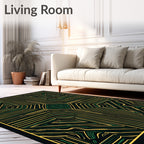 Modern Black Geometric Labyrinth Rug