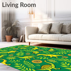 Bright Yellow Green Dinosaur Jungle Rug