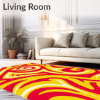 Crimson Yellow Swirl Mid-Century Rug