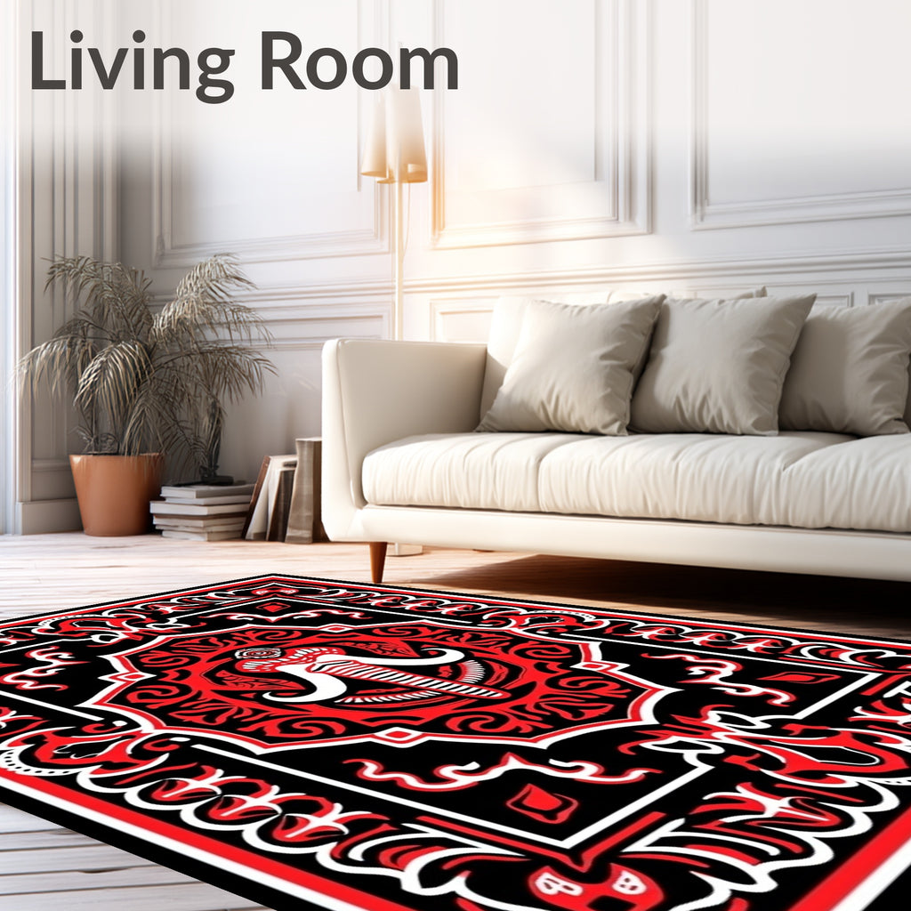 Bold Red Tribal Elephant Face Rug