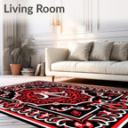 Bold Red Tribal Elephant Face Rug