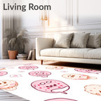 Whimsical Pink Cloud Character Medley Rug