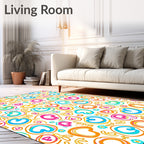 Jubilant Playful Hearts Circles Collage Rug