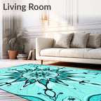 Turquoise Mandala Bloom Water Surface Rug