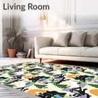 Whimsical Orange Black Tree Landscape Rug