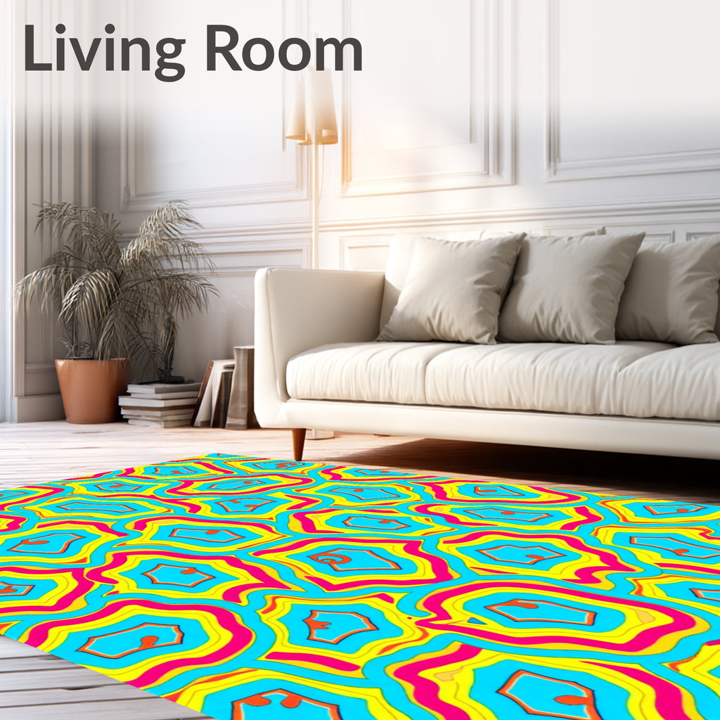 Vibrant Yellow Pink Blue Agate Rug