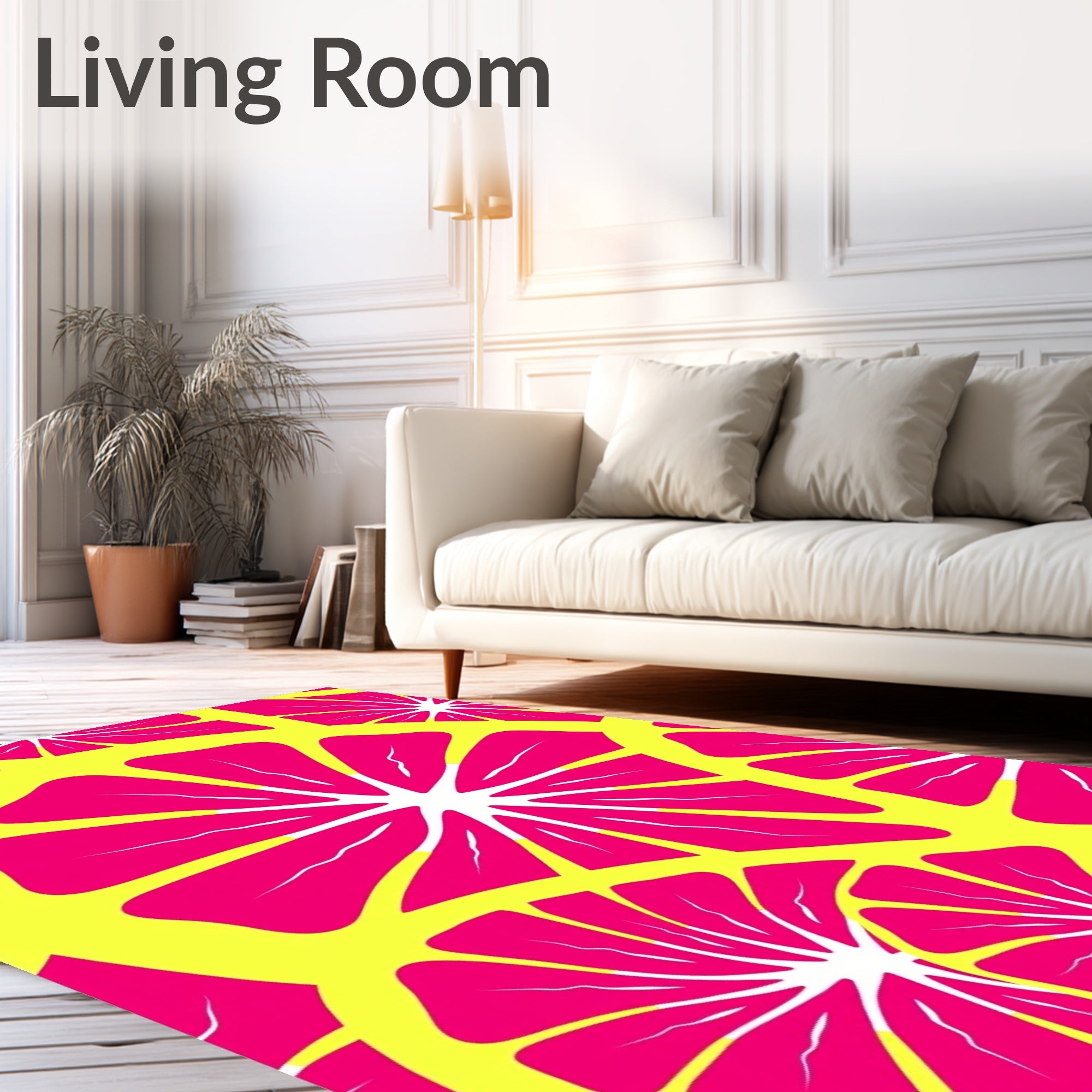 Vibrant Pink Citrus Slice Graphic Rug