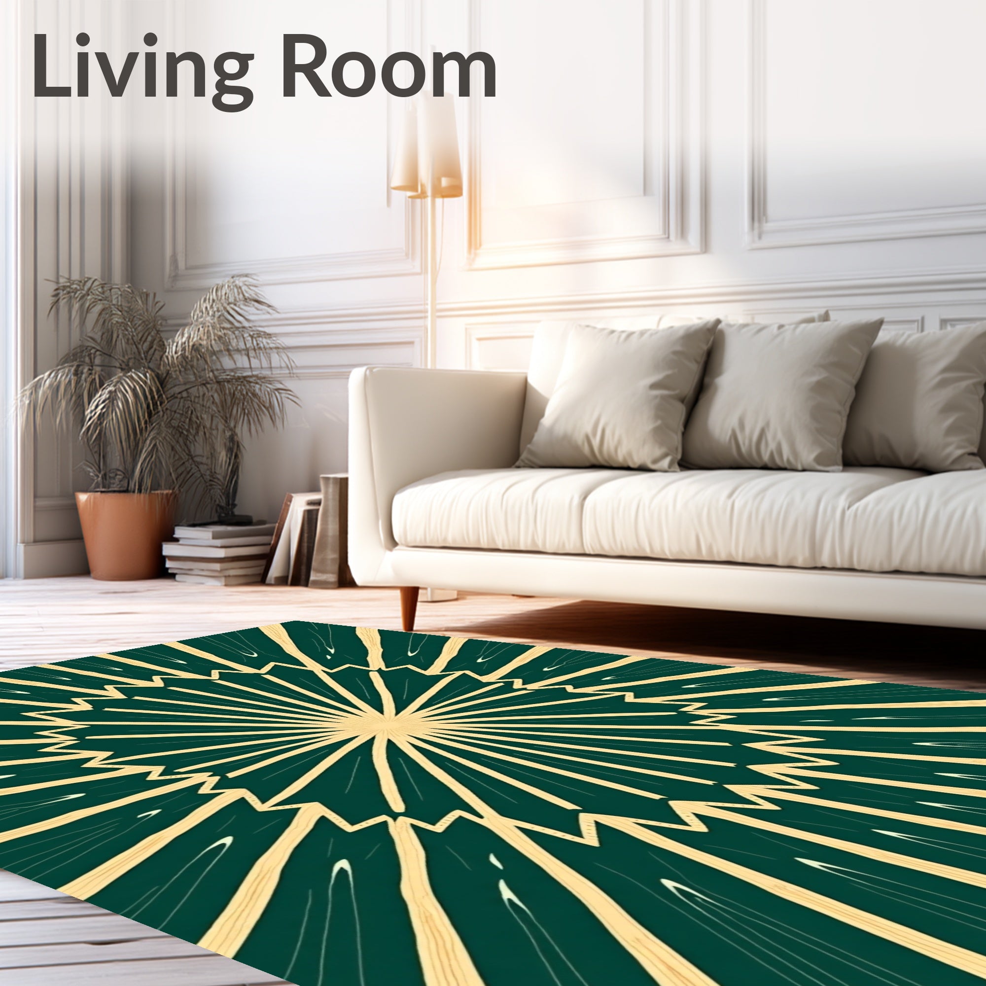 Emerald Sunburst Rays Rug