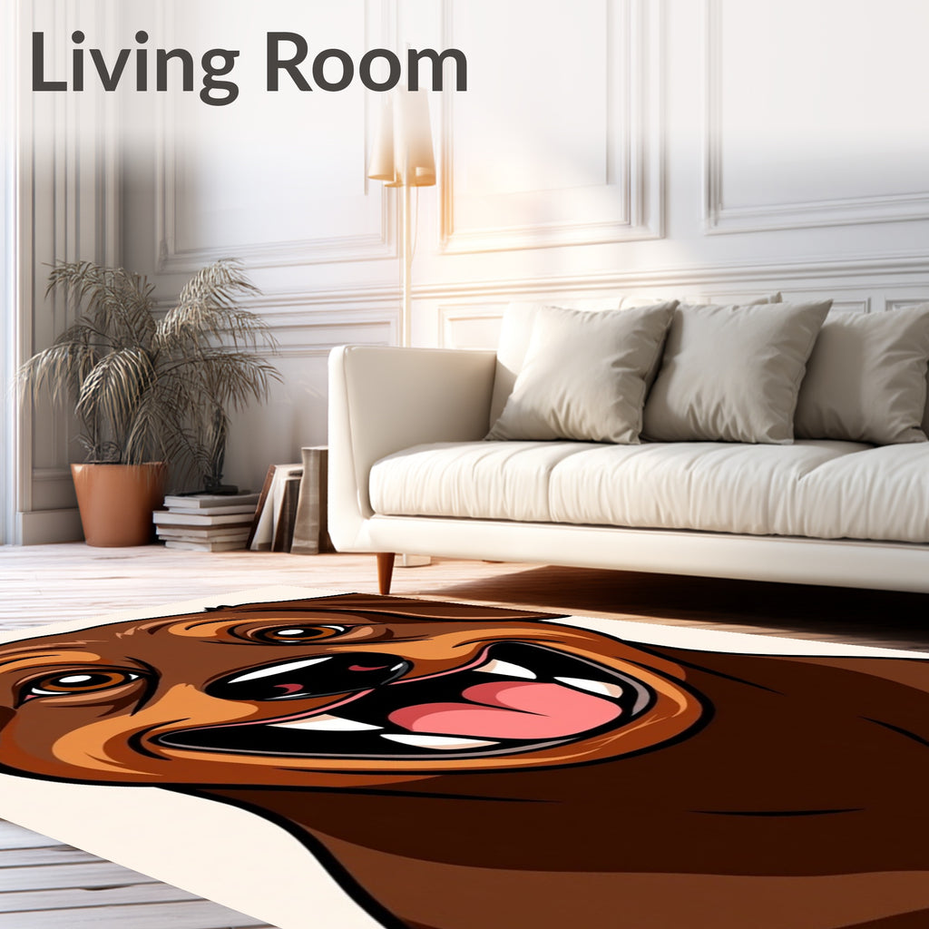 Happy Brown Doberman Face Portrait Rug