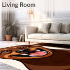 Happy Brown Doberman Face Portrait Rug