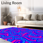 Hot Pink Blue Abstract Graffiti Lines Rug