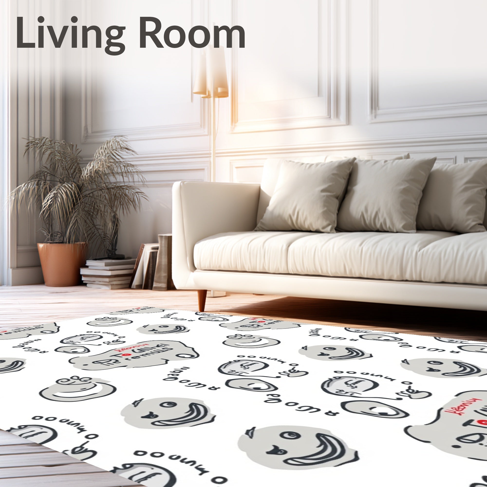 Whimsical Faces With Speech Bubbles Rug