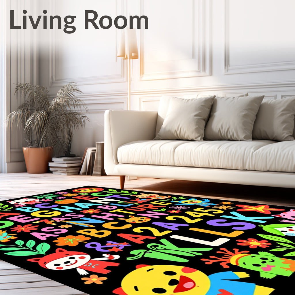 Playful Alphabet Characters Floral Collection Rug