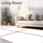 Red Abstract C-Shape Cross Rug