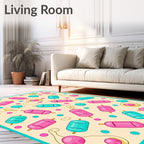 Pink Teal Candy Clusters Rug