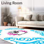 Cute White Blob Coral Border Rug