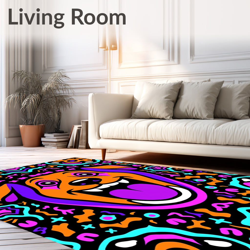 Psychedelic Grinning Dog Abstract Art Rug