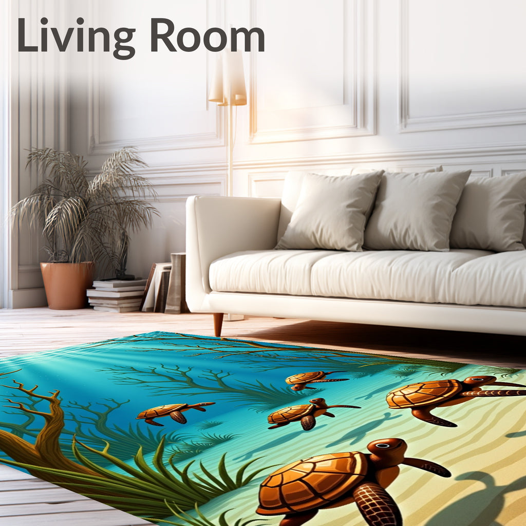 Oceanic Sea Turtles Underwater Garden Rug