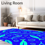 Blue Aqua Fish Scattered Whimsy Rug