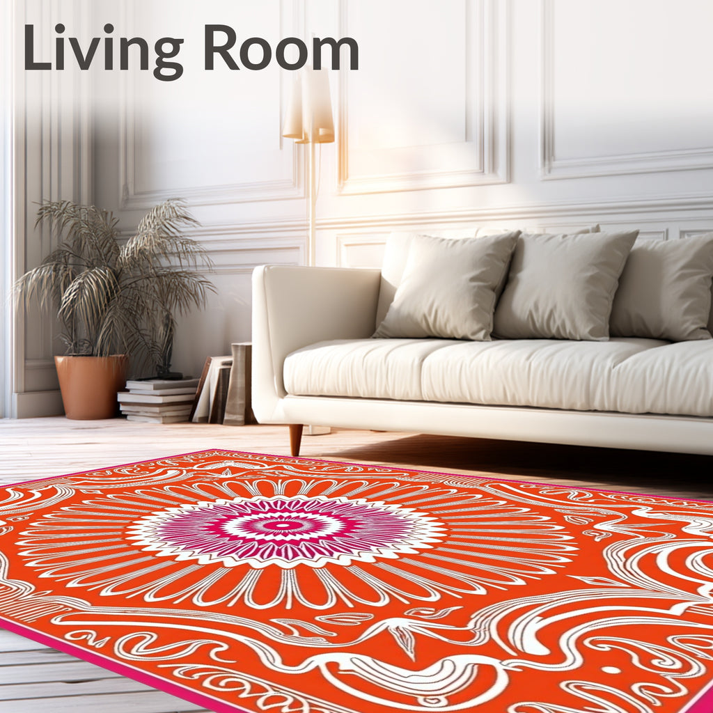 Vibrant Crimson Medallion Floral Rug