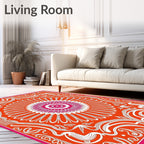Vibrant Crimson Medallion Floral Rug