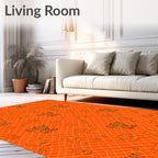 Orange Tribal Mask Net Rug