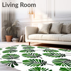 Green Tropical Leaf Pattern Rug