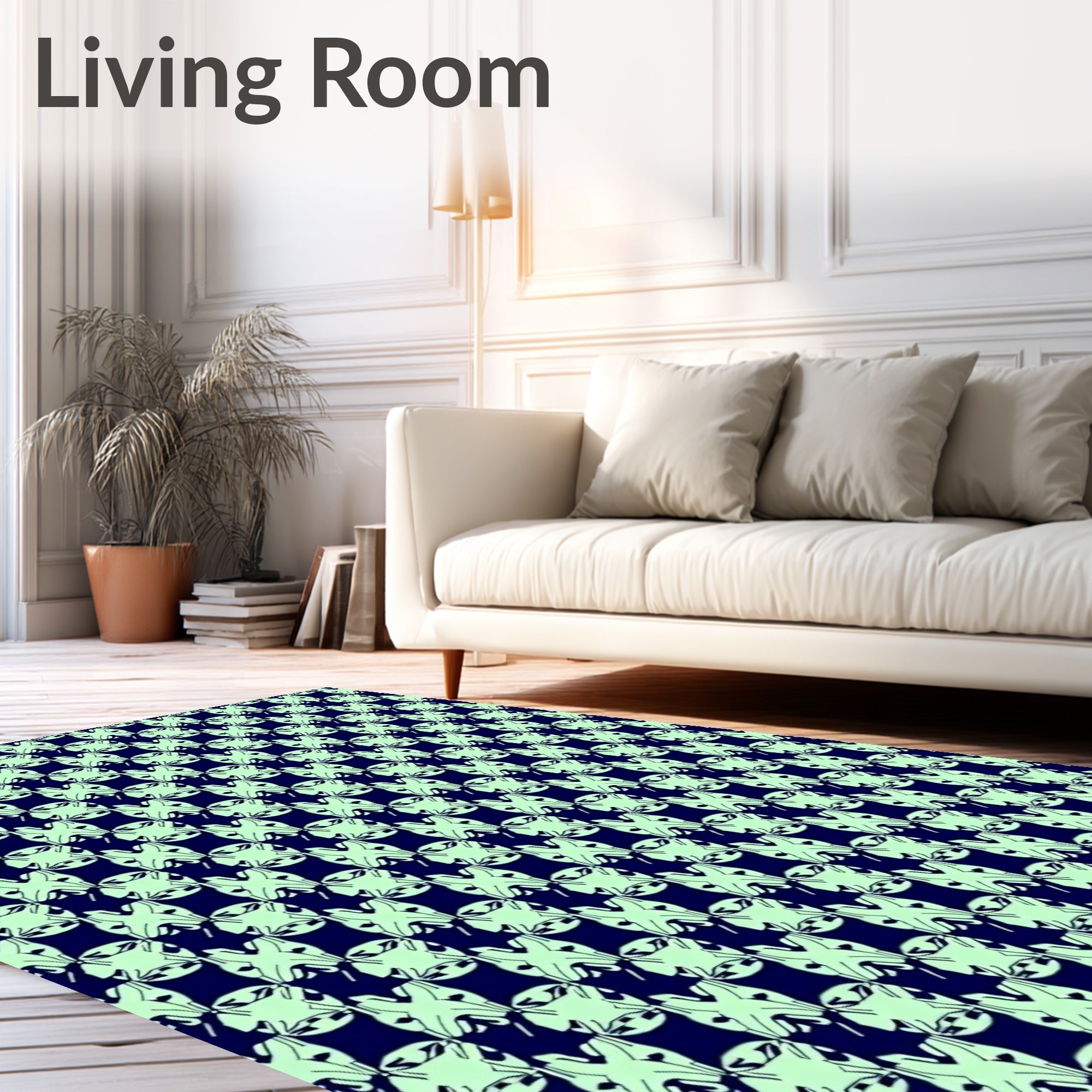 Deep Teal Mint Geometric Lattice Rug