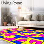 Abstract Geometric Shapes Primary Colors Rug