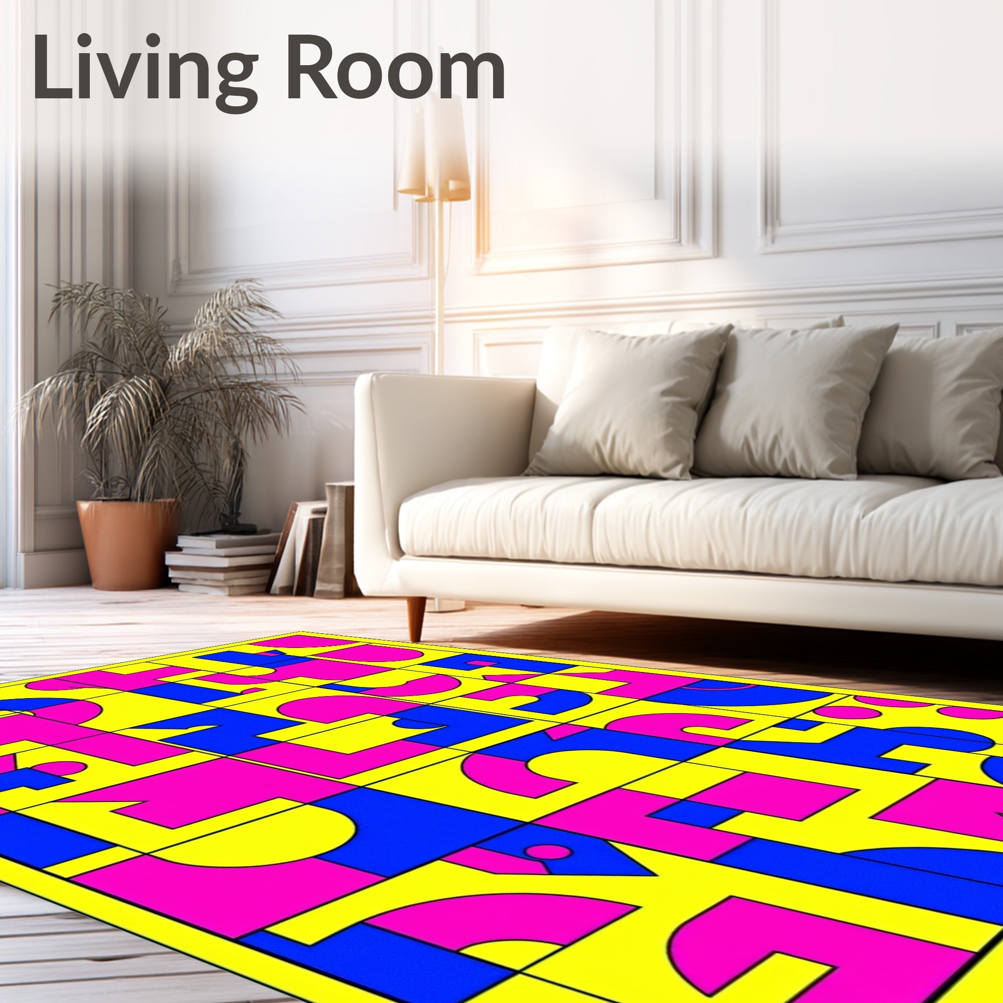Abstract Geometric Shapes Primary Colors Rug