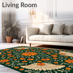 Emerald Orange Floral Winged Medallion Rug