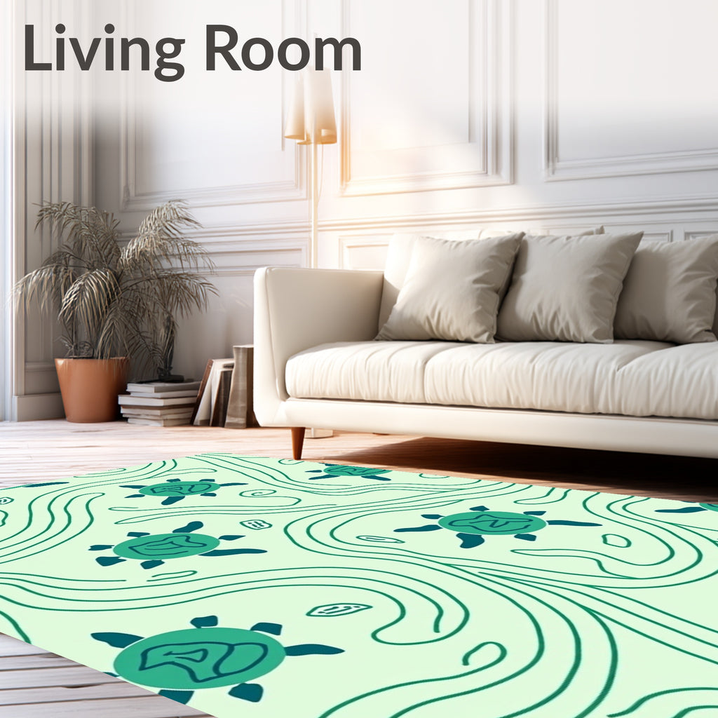 Light Green Turtle Swirls Rug
