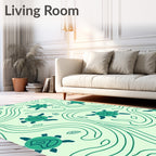 Light Green Turtle Swirls Rug