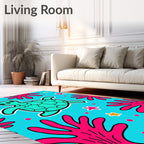 Aqua Turtle Coral Star Underwater Scene Rug