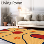 Retro Orange Star Basketball Court Rug