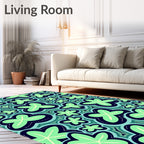 Aqua Clover Field Whimsical Area Rug