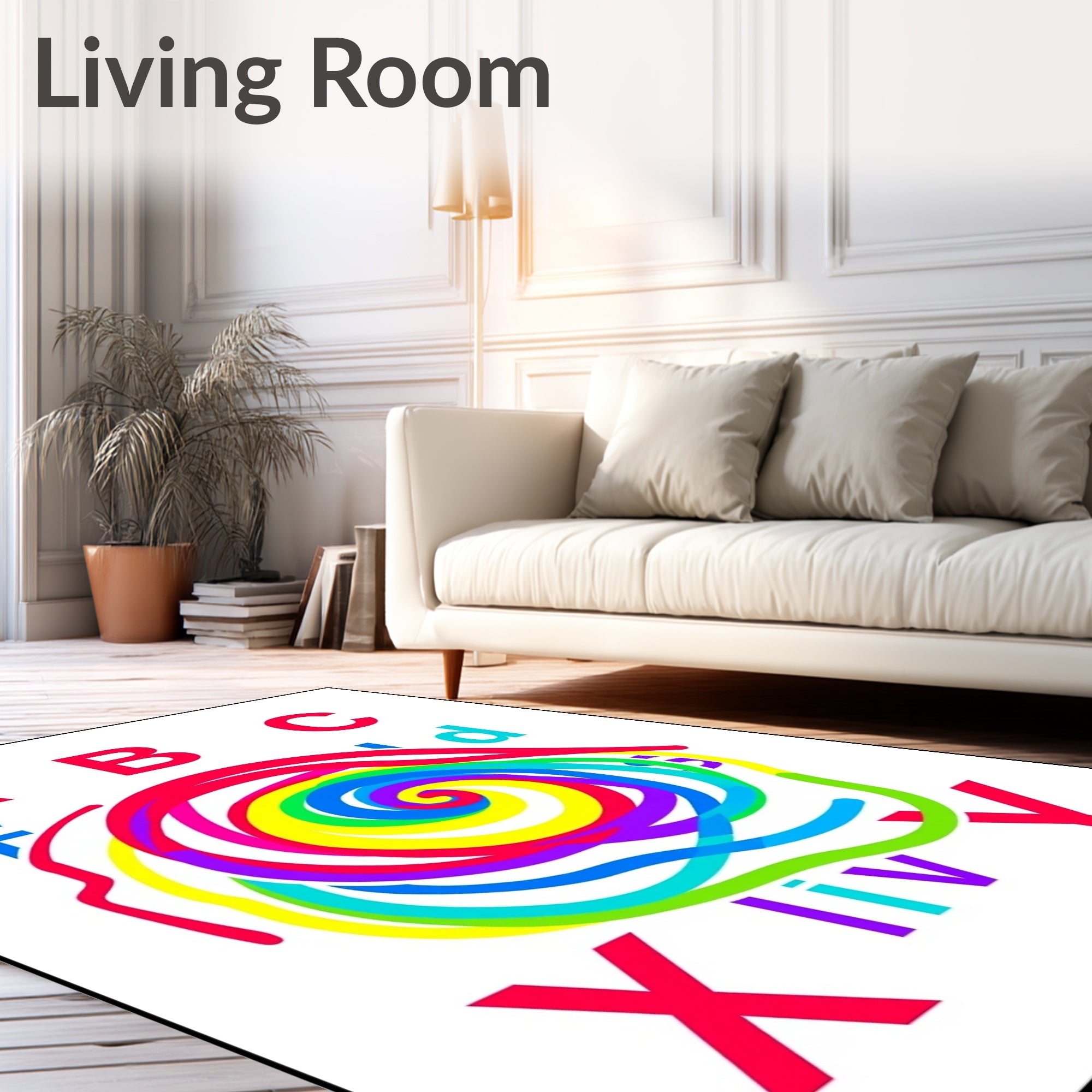 Colorful Alphabet Swirl Rug