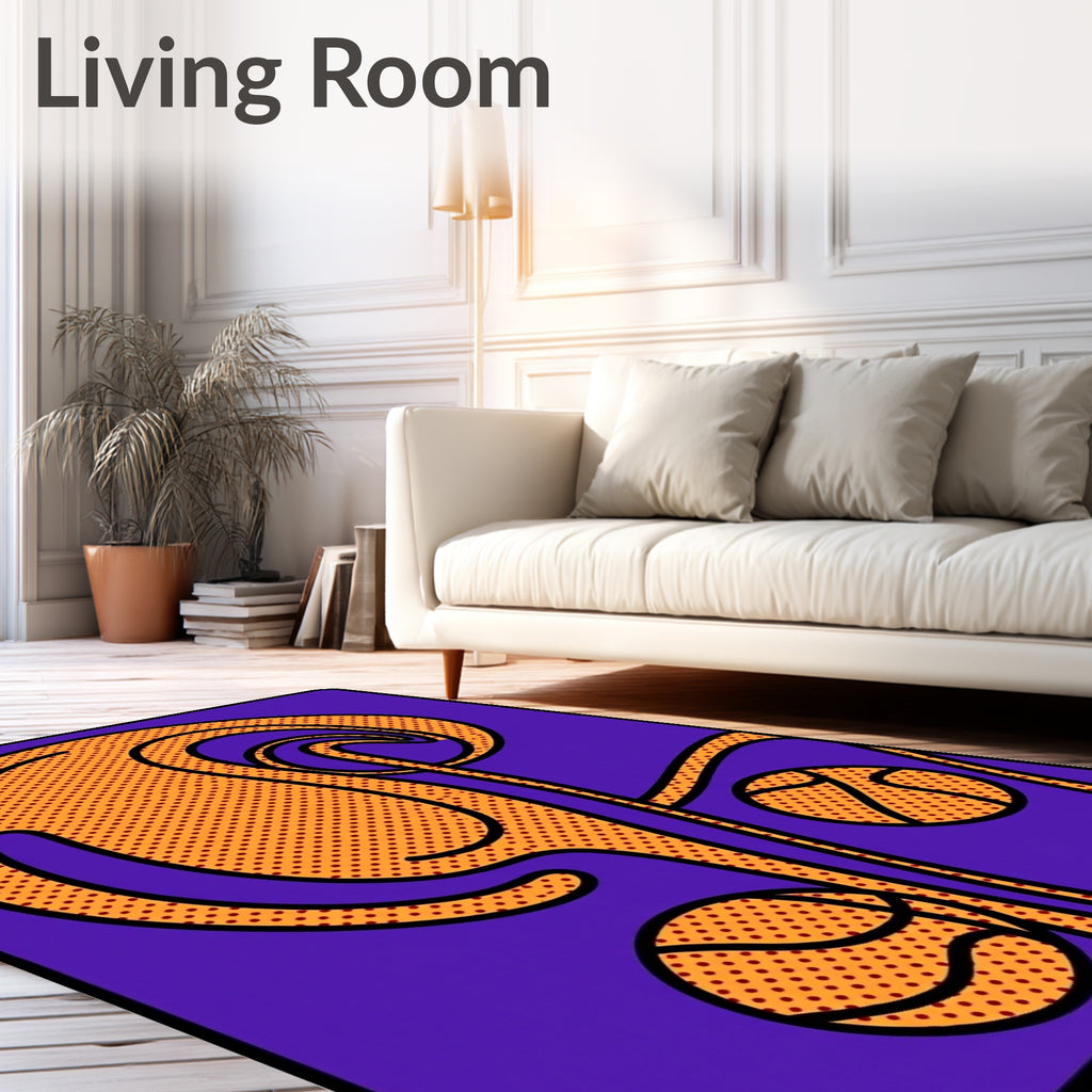 Abstract Orange Swirl Court Visual Rug