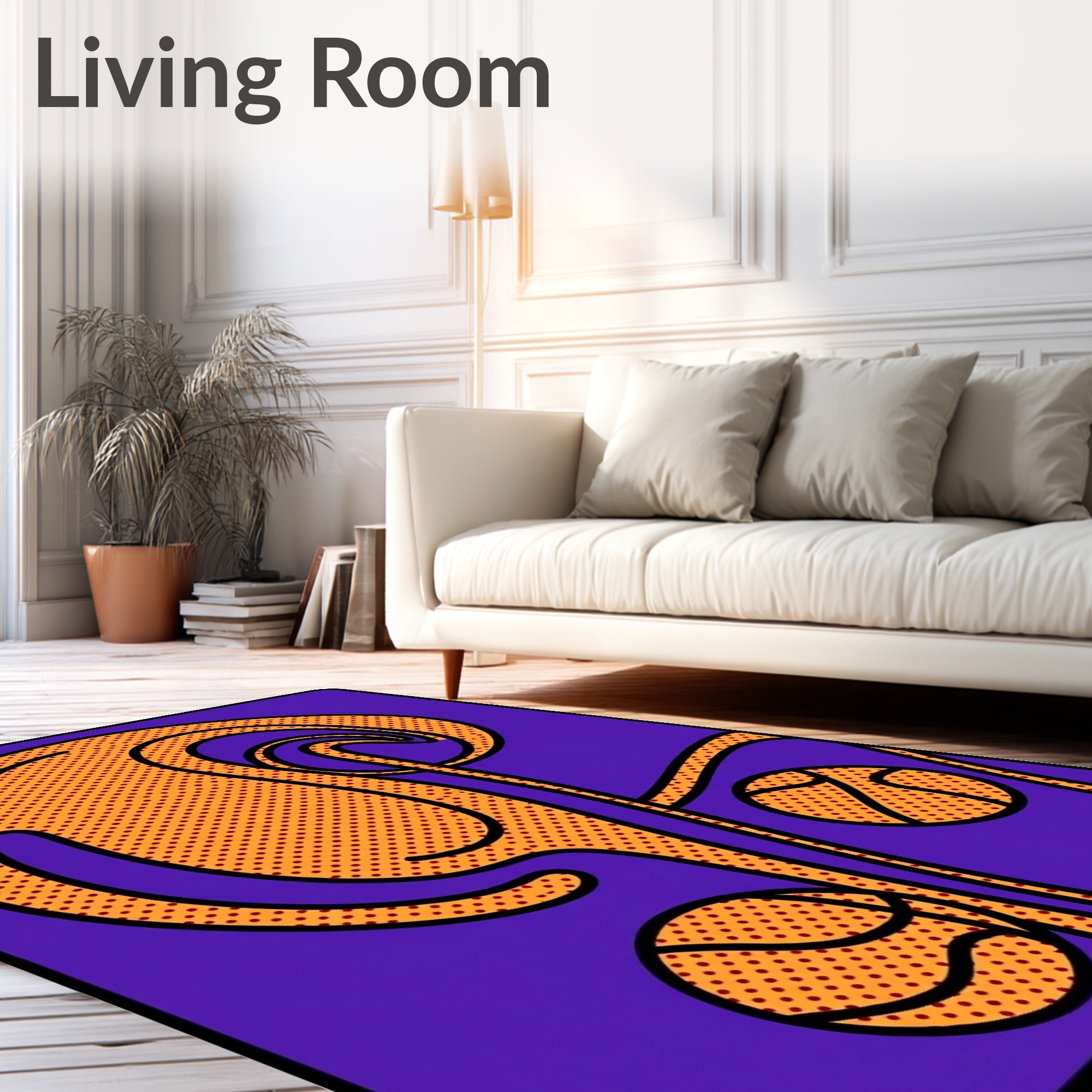 Abstract Orange Swirl Court Visual Rug