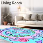 Whimsical Pink Unicorn Rainbow Cloud Rug