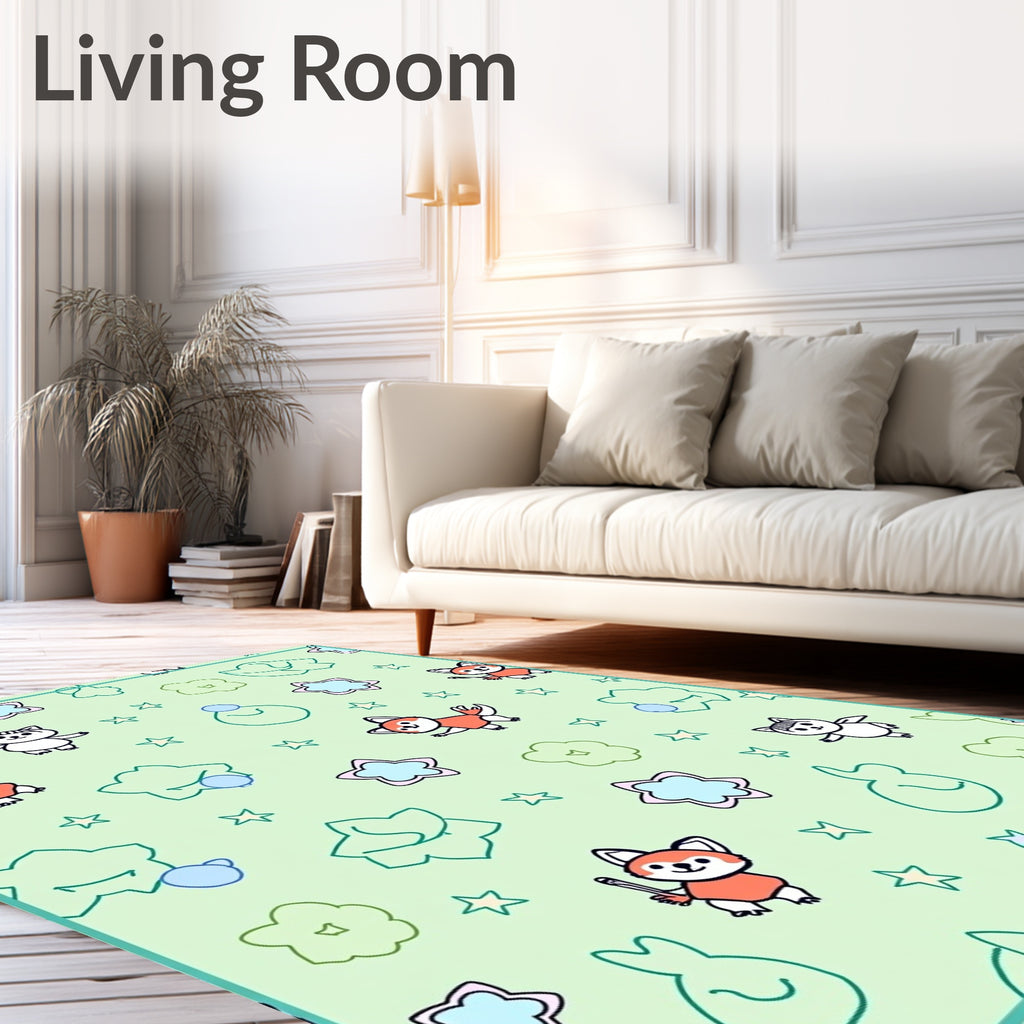 Whimsical Fox and Flower Scatter Rug